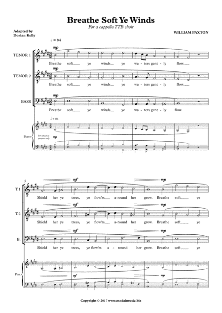 Free Sheet Music Breathe Soft Ye Winds