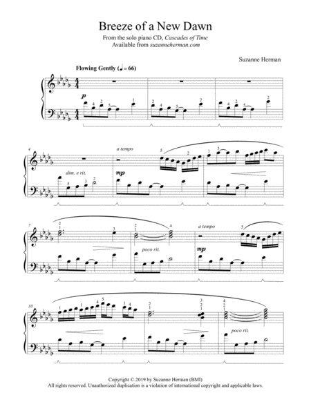 Free Sheet Music Breeze Of A New Dawn