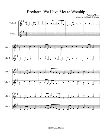 Free Sheet Music Brethern We Have Met To Worship