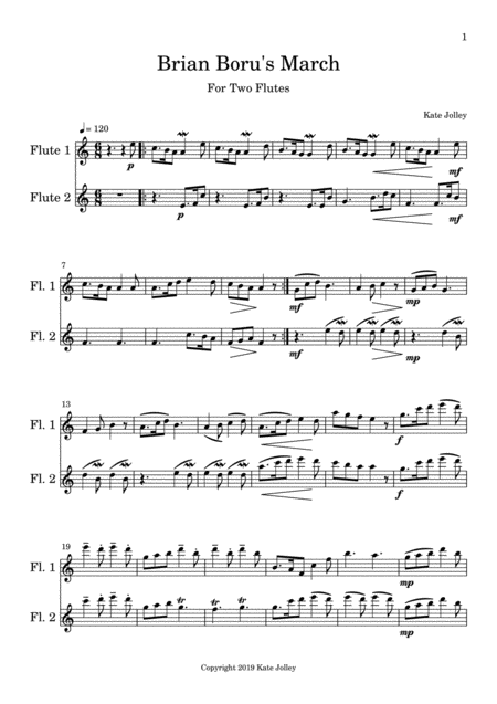 Brian Borus March Flute Duet Sheet Music