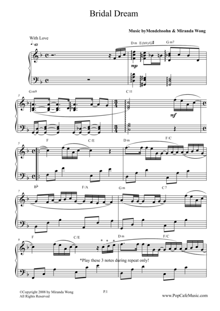 Free Sheet Music Bridal Dream Wedding Piano Music By Miranda Wong