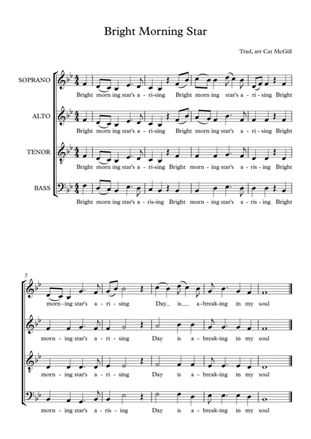 Bright Morning Star Beautiful Spiritual Arranged For A Cappella Community Choir Sheet Music