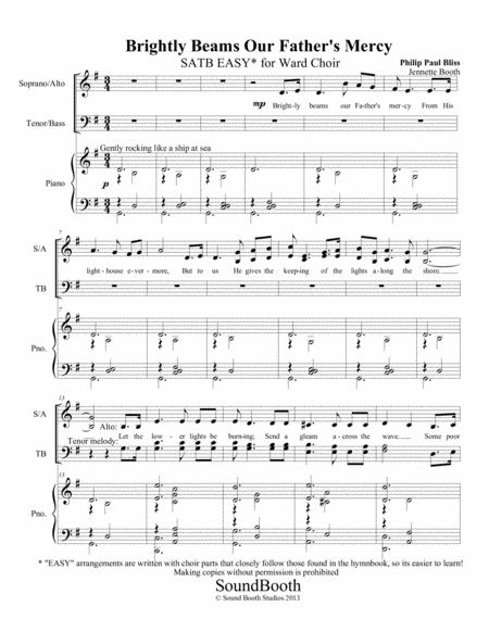 Brightly Beams Our Fathers Mercy Satb Easy Sheet Music