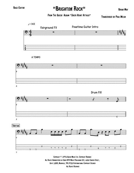 Brighton Rock Bass Tab Sheet Music