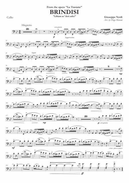 Brindisi From La Traviata For Cello And Piano Sheet Music