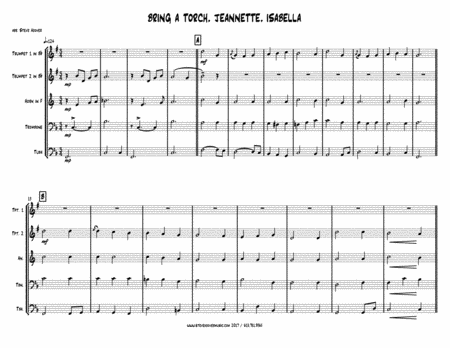 Bring A Torch Jeannette Isabella Christmas Brass Quintet Sheet Music