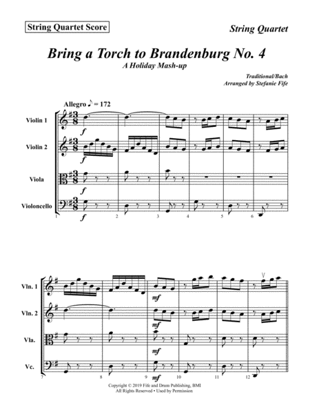 Bring A Torch To Brandenburg No 4 Sheet Music