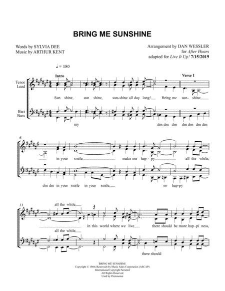 Bring Me Sunshine Sheet Music