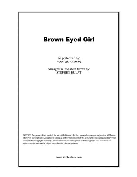 Brown Eyed Girl Van Morrison Lead Sheet In Original Key Of G Sheet Music