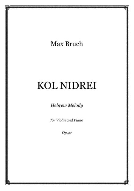 Bruch Kol Nidrei Violin And Piano Sheet Music