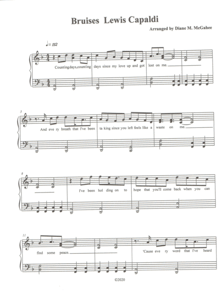 Bruises Easier Version Sheet Music