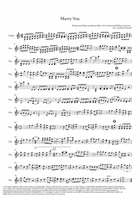 Free Sheet Music Bruno Mars Marry You Violin Solo