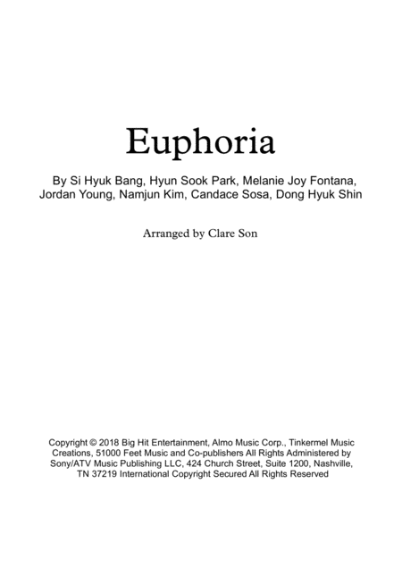 Bts Jungkook Euphoria For Easy Piano Solo Sheet Music