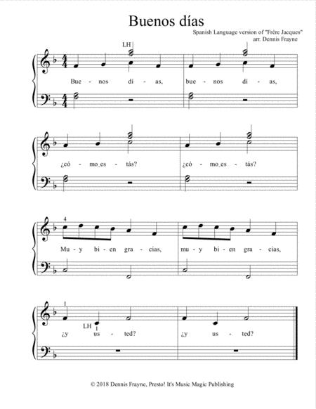 Buenos Das Tune Of Frre Jacques Sheet Music