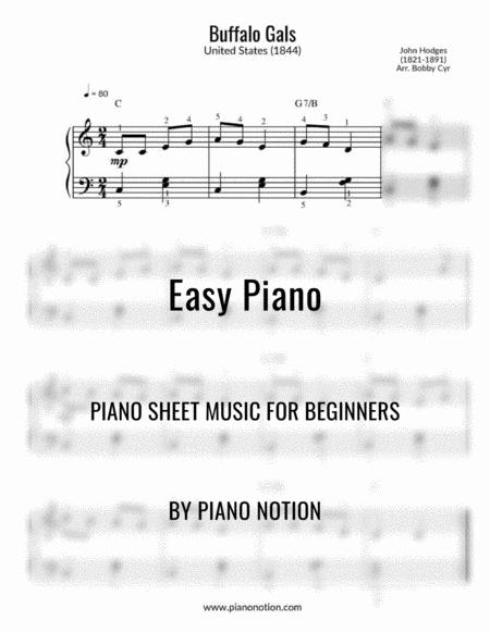 Buffalo Gals Easy Piano Solo Sheet Music