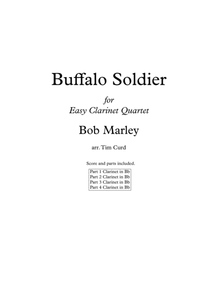 Buffalo Soldier For Clarinet Quartet Sheet Music