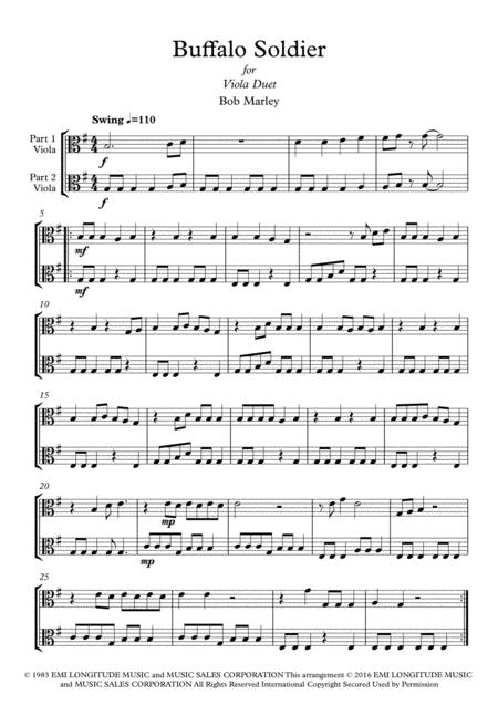 Buffalo Soldier For Viola Duet Sheet Music