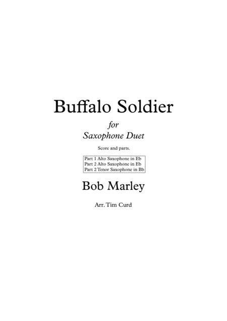 Buffalo Soldier Saxophone Duet Sheet Music