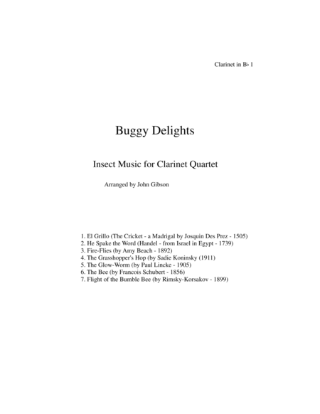 Buggy Delights Insect Music For Clarinet Quartet Sheet Music