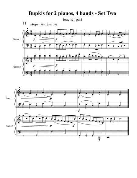Free Sheet Music Bupkis For 2 Pianos 4 Hands Set Two Teacher Part