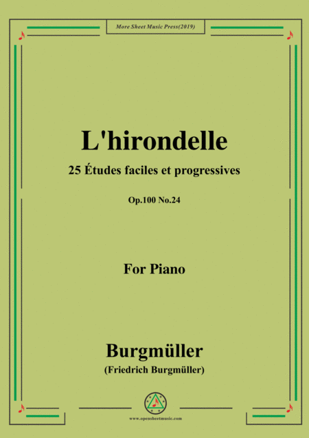 Burgmller 25 Tudes Faciles Et Progressives Op 100 No 24 L Hirondelle Sheet Music