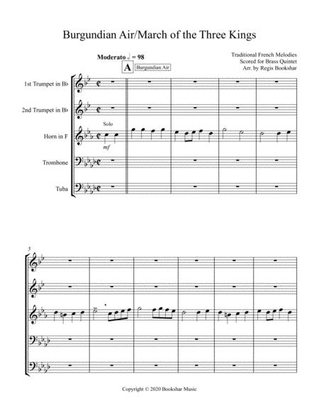 Burgundian Air March Of The Three Kings Brass Quintet Sheet Music