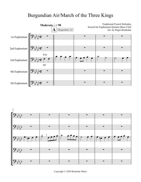 Burgundian Air March Of The Three Kings Euphonium Quintet Bass Clef Sheet Music