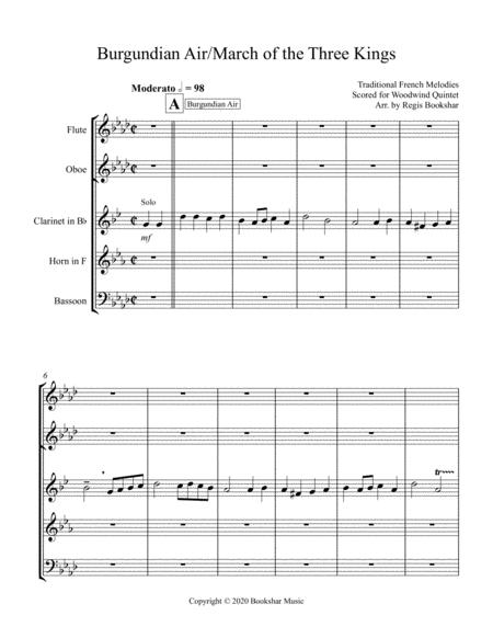 Burgundian Air March Of The Three Kings Woodwind Quintet Sheet Music