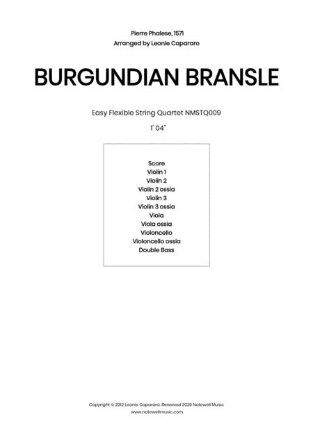 Burgundian Bransle Flexible String Quartet Ensemble Sheet Music