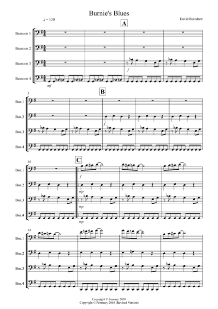 Free Sheet Music Burnies Blues For Bassoon Quartet