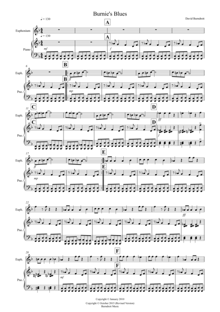 Burnies Blues For Euphonium And Piano Sheet Music