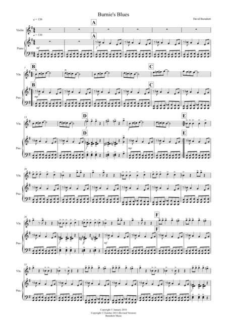 Burnies Blues For Violin And Piano Sheet Music