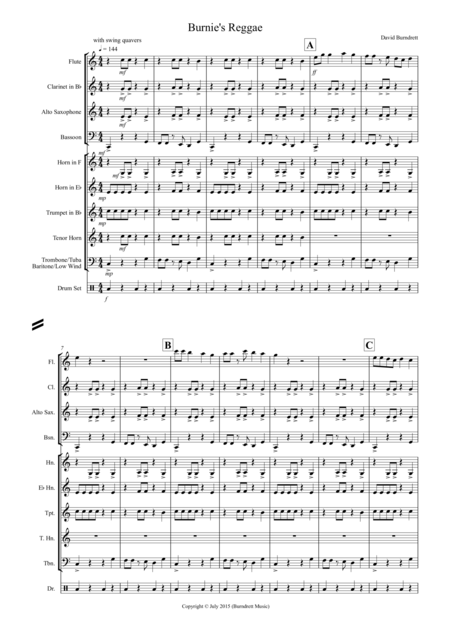 Free Sheet Music Burnies Reggae For School Concert Band