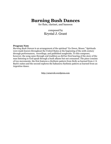 Free Sheet Music Burning Bush Dances