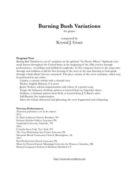 Burning Bush Variations Sheet Music