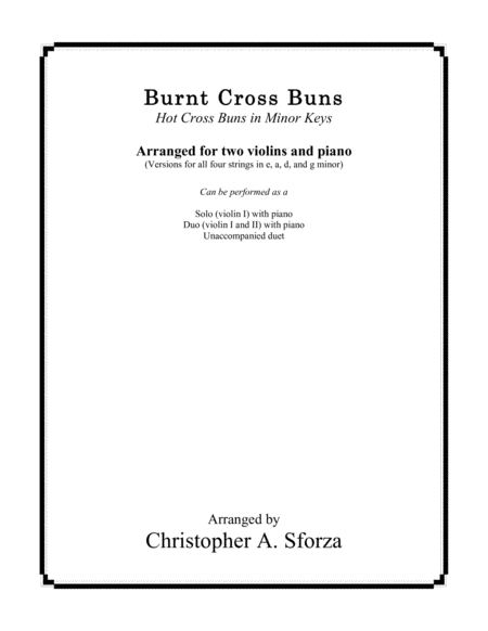 Burnt Cross Buns For Two Violins And Piano Sheet Music