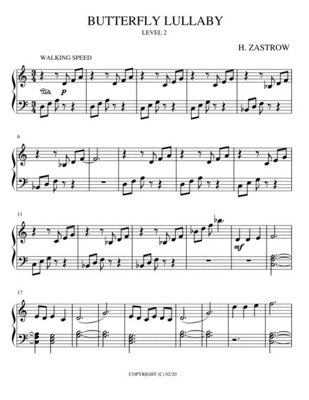 Free Sheet Music Butterfly Lullaby Piano Solo