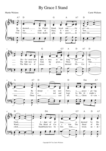 Free Sheet Music By Grace I Stand In Christ Complete