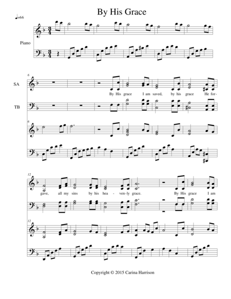 Free Sheet Music By His Grace