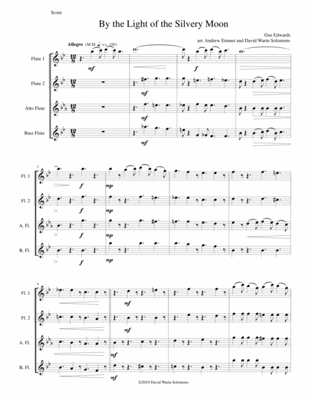 By The Light Of The Silvery Moon For Flute Quartet Sheet Music