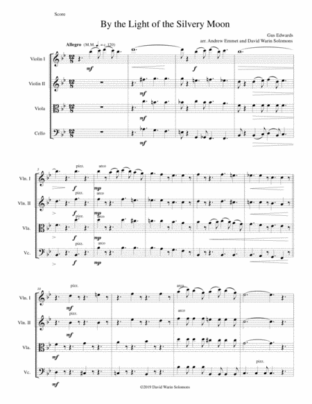 Free Sheet Music By The Light Of The Silvery Moon For String Quartet