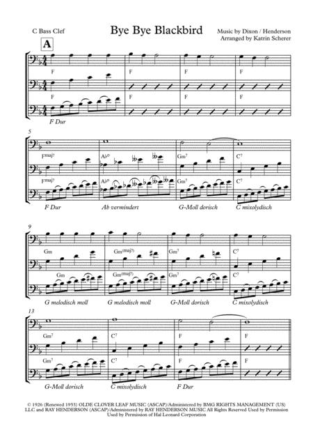 Free Sheet Music Bye Bye Blackbird In C Bass Clef