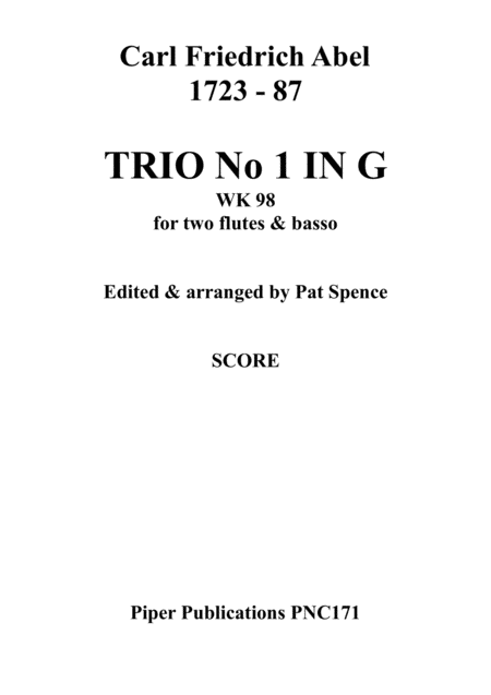 C F Abel Trio No 1 In G Major Sheet Music