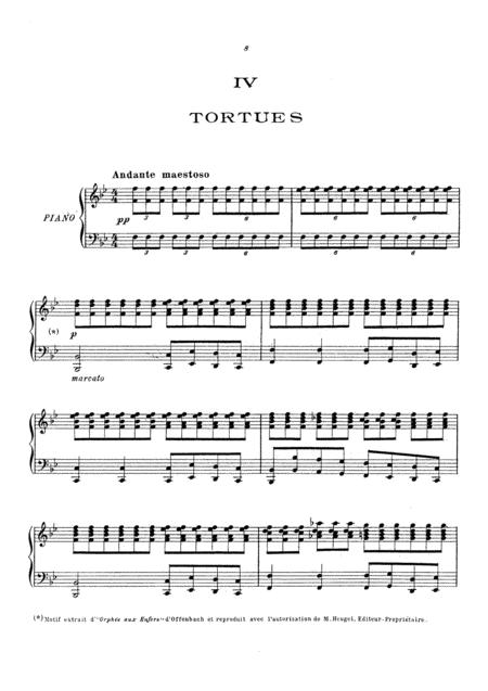 C Saint Sans The Carnival Of The Animals Tortoises Original Piano Solo Sheet Music