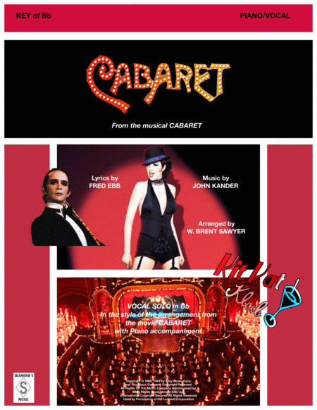 Cabaret Vocal Solo With Piano Accompaniment Key Of Bb Original Movie Key Sheet Music