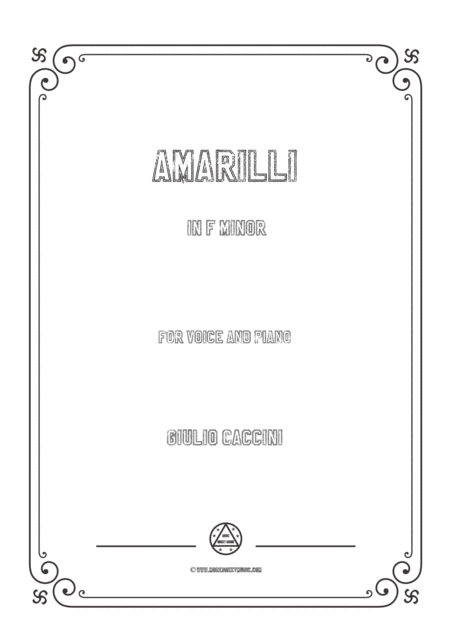 Caccini Amarilli In F Minor For Voice And Piano Sheet Music