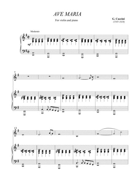 Free Sheet Music Caccini Ave Maria For Violin And Piano G