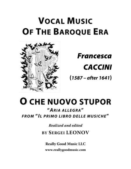 Free Sheet Music Caccini Francesca O Che Nuovo Stupor Aria Arranged For Voice And Piano G Minor