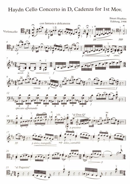 Cadenza For The 1st Movement Of Haydn D Major Cello Concerto Sheet Music