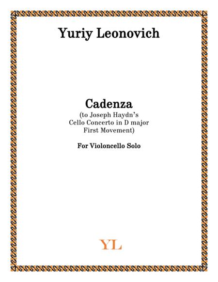 Cadenza To Haydns Cello Concerto In D Major First Movement Sheet Music